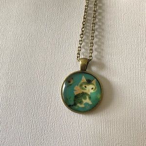 Adorable vintage style kitty cat pendant necklace